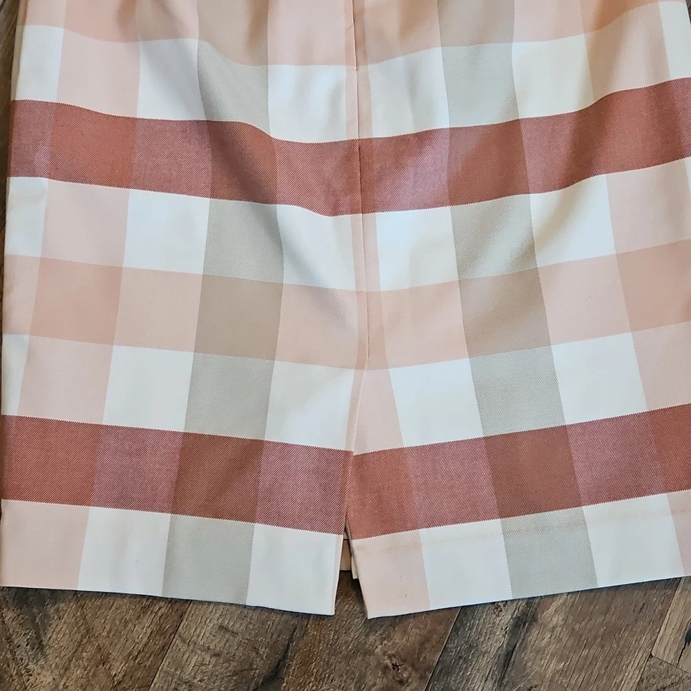 👗Ann Taylor Plaid Pencil Skirt - Pink and Cream